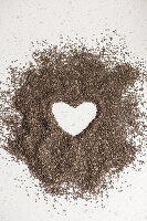 Chia seeds with heart shape