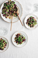 Bean salad with red beans, green beans and chickpeas