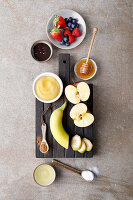 Ingredients for desserts with fruit