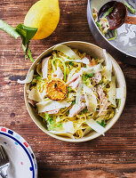 Asparagus pasta with smoked trout