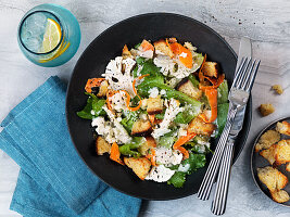 Caesar Salad with cauliflower, carrot, and breadcrumbs