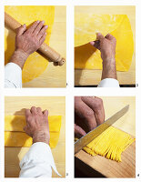 Pasta ribbons being made