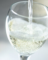 Pouring white wine into a glass