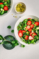 Lamb's lettuce salad with avocado and strawberries