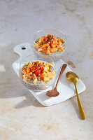 Vegan chia pudding with papaya