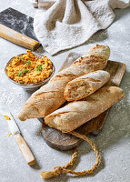 Baguette with vegetarian spread