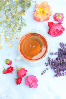 Calming tea with various flowers