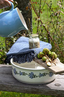 Footbath with horse chestnuts