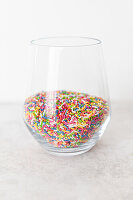 Colourful sugar sprinkles in a jar