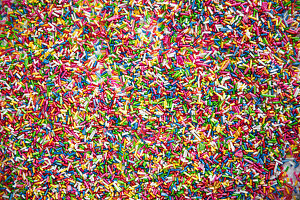 Surface of coloured sugar sprinkles