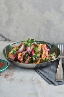 Caramelised red onion and garlic salad