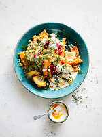 Bulgursalat mit Fenchel, Möhren, gebratener Zitrone und Dill