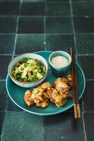 Karaage with cucumber salad and mayonnaise (Japan)