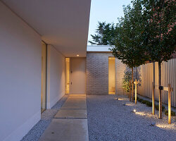 Modern architecture at the entrance area of a bungalow