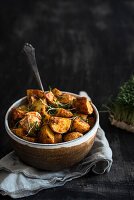 Fried potato wedges with cress