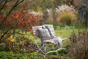 Seat in the autumn garden