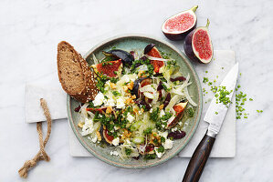 Fennel and fig salad with feta and wholemeal bread