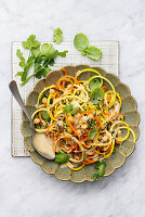 Summer salad with zoodles and herbs