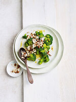 Broccoli with feta and almond crumbs