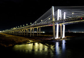 Goethals Bridge at night, Staten Island, New York City, New York, USA