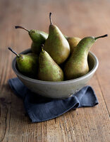Pears in a ceramic dish