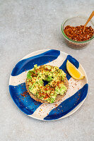 Avocado bagel with homemade everything bagel flavouring