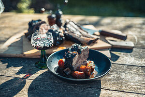 Braised beef cross rib with oven vegetables