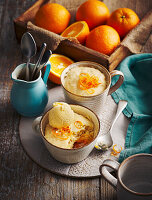 Orange marmalade mug cake with vanilla ice cream