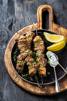 Lamb skewers with mint yoghurt