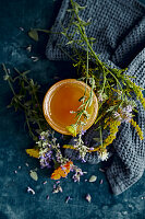 Organic blossom honey with wild flowers