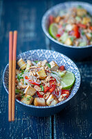 Asian noodle salad with tofu and vegetables