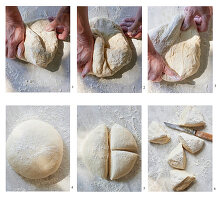 Instructions for kneading and dividing pizza dough