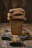 Fresh rye bread on a wooden board