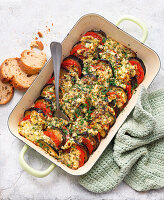 Auberginengratin mit körnigem Frischkäse