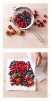 Beeren verlesen, waschen und gut auf Küchenpapier abtropfen lassen