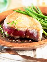 bluefin tuna steak and green beans