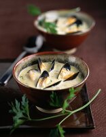 Mussel and leek nage soup