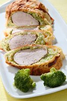 Roast pork with a broccoli crust