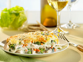 Fish and vegetable lasagne gratin