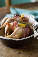 Quails with pancetta