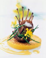 Rabbit chops with mustard flower,Argan oil and crisp potatoes