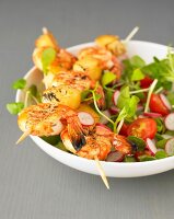 Glazed shrimp brochettes