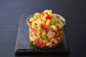 Pasta,pea,tomato and diced ham salad