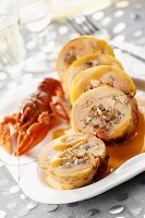 Capon and crayfish Ballotine