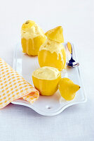 Lemon frozen yogurt served in hollowed out lemons
