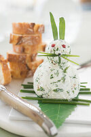 Rabbit-shaped goat's cheese and herbs