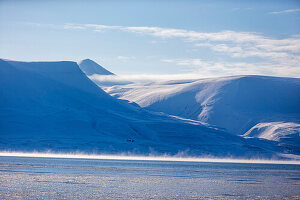 Snowy landscape in Spitzbergen, Spitzbergen, Svalbard, Norway