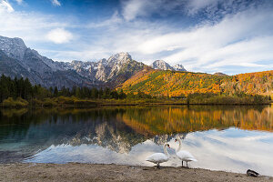 Lake Almsee in Almtal, Totes Gebirge, Salzkammergut, Upper Austria, Austria, Europe