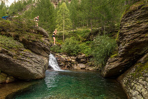 Swimming in the Valle di Peccia, Trekking del Laghetti Alpini, Ticino, Switzerland