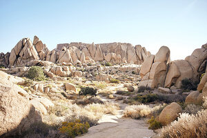 Blick auf Felswand im Joshua Tree Park, Kalifornien, USA